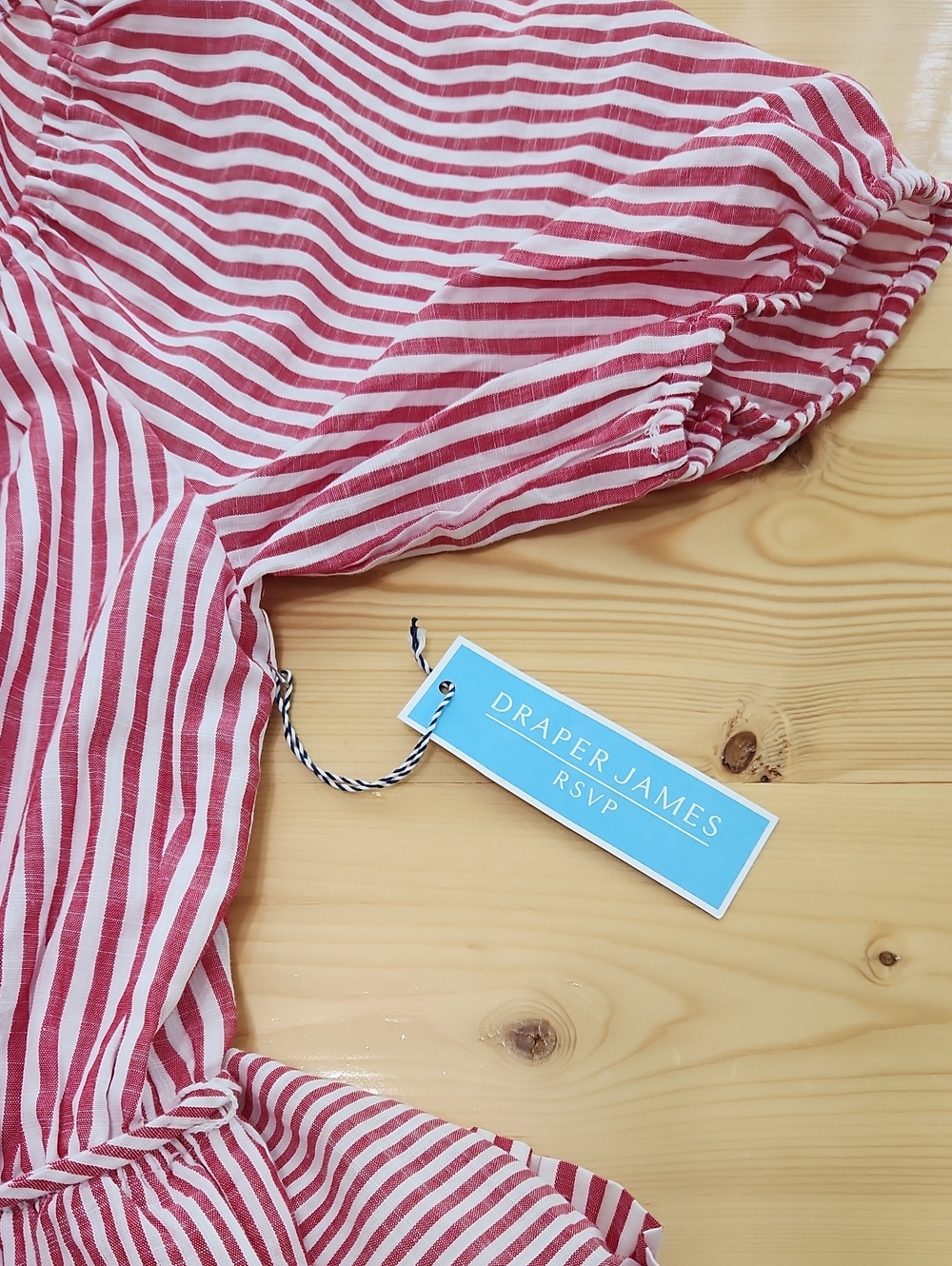 DRAPER JAMES RSVP Puff Sleeve Tiered Maxi Dress Red White Striped Size Medium - Picture 12 of 16